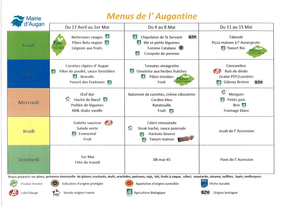 MENUS DE L'AUGANTINE