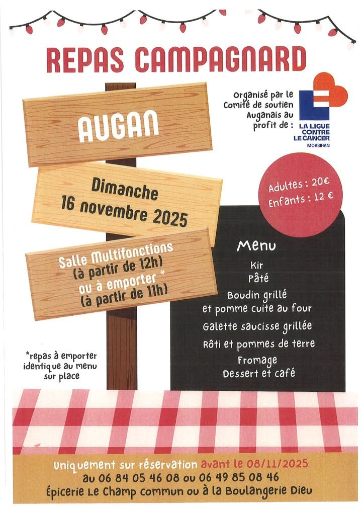 Repas campagnard au profit de la Ligue contre le cancer